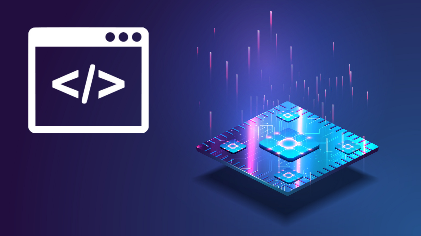 processor and coding icon, illustration