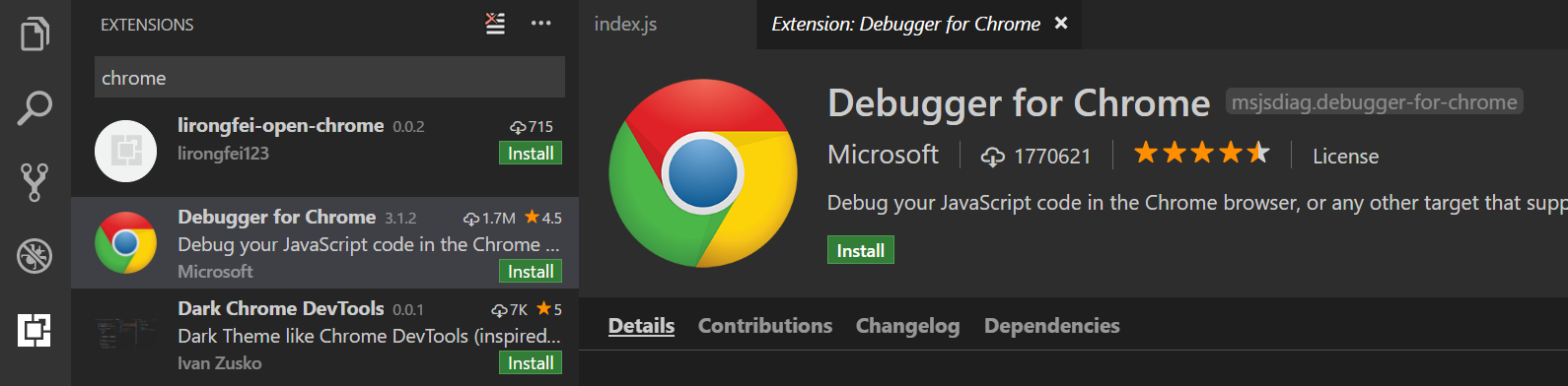 debugger for chrome
