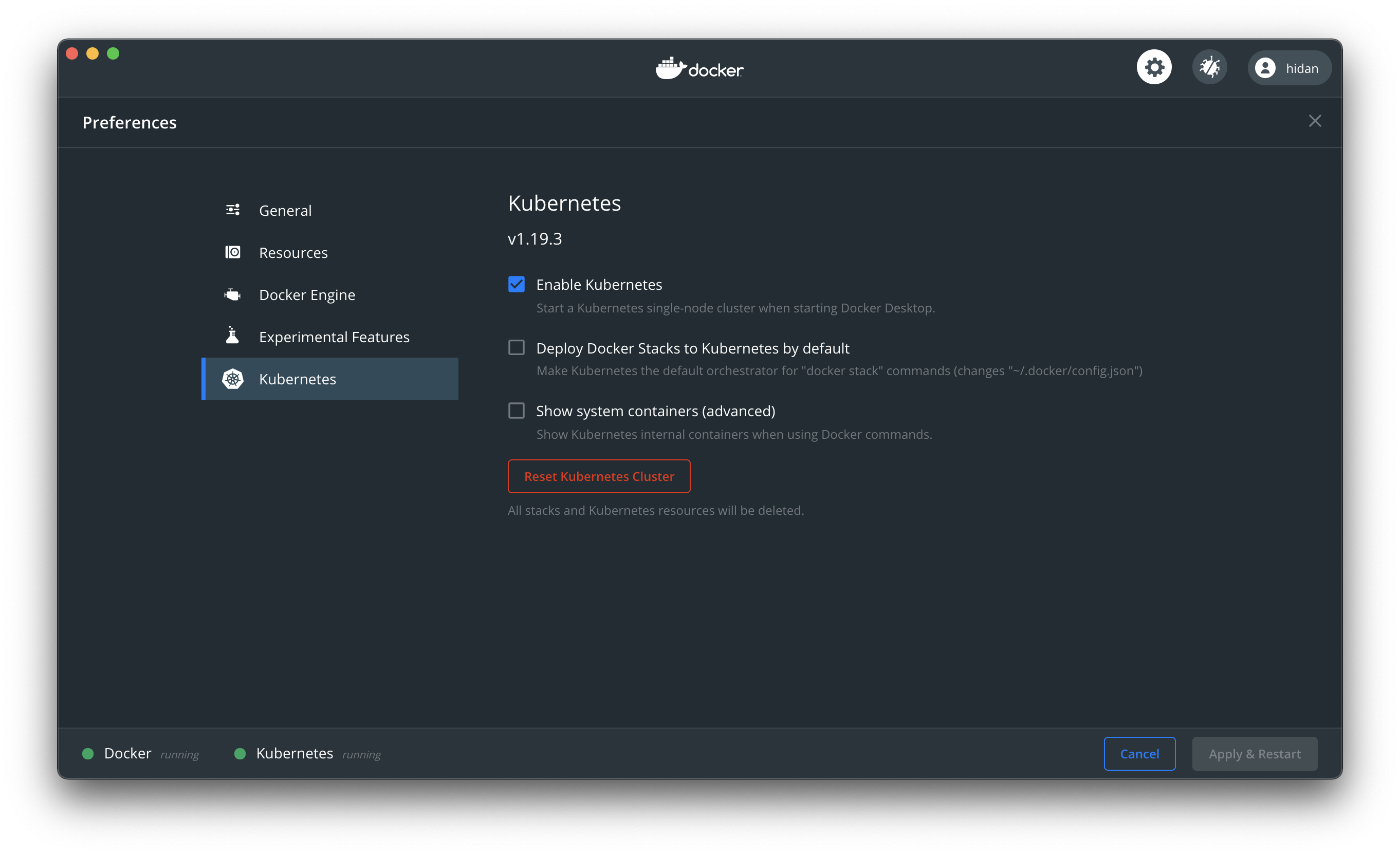 Enable Kubernetes via Docker Preferences on Mac and Windows
