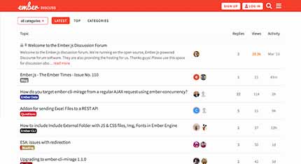 Ember forum homepage