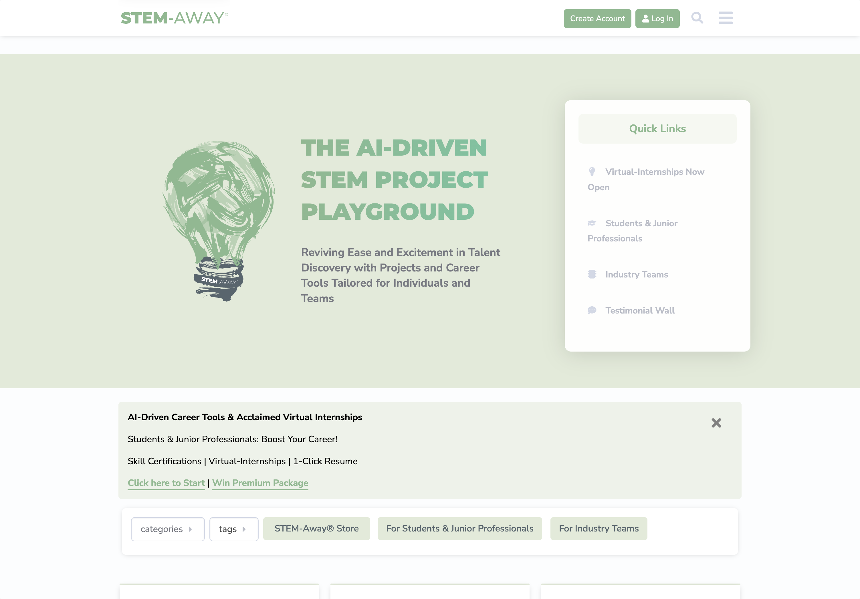 STEM-Away Discourse forum homepage