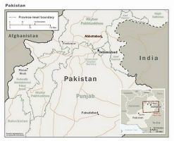 
Map of Pakistan showing the location of the city of Abbottabad where Osama Bin Laden's compound was located.