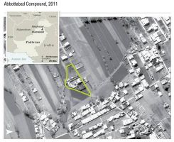 Aerial imagery overview of Osama Bin Laden's Abbottabad compound, showing site relative to the proximate neighborhood