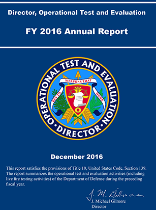 DOT&E FY2016 Annual Report Front Cover