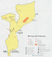 Mozambique Map - Mining and Industry 1973