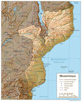 Mozambique Map - Relief 1995