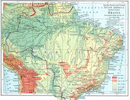 Brazil Map - Physical 1916