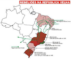 Brazil Map - Rebellion of Velha Republic 1889