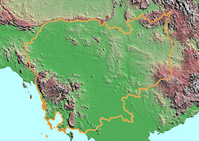 Cambodia Elevation Map