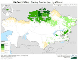 Kazakhstan Map - Barley