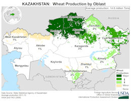 Kazakhstan Map - Wheat