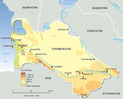 Turkmenistan Map - Elevation