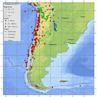 Chile Seismicity Map - 1900 to Present