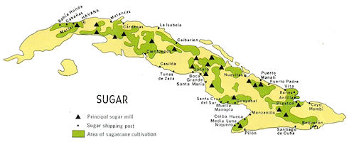 Cuba Map - Sugar