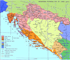 Croatian History Map - 1883 AD