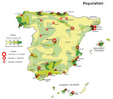 Map of Spain - Population 1974