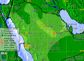 Saudi Arabia Population Map