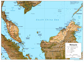 Malaysia Map - Relief