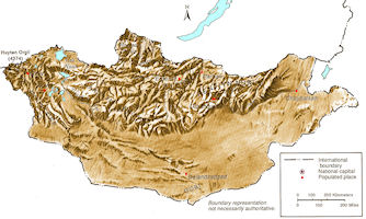 Mongolia Landforms Map