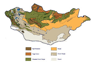 Mongolia natural Zones Map