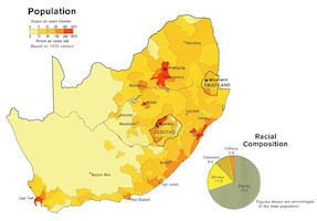 South Africa Map - Population Density