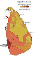 Sri Lanka Map - Population 1976