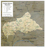 Central African Republic - C.A.R. Map - Relief