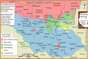 South Sudan Map - 2001