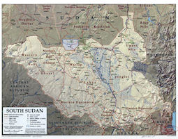 South Sudan Map - Relief