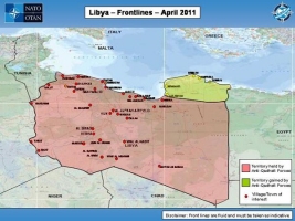 Map showing Libya Frontlines as of April 2011