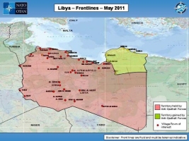 Map showing Libya Frontlines as of May 2011