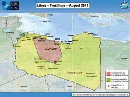 Map showing Libya Frontlines as of August 2011