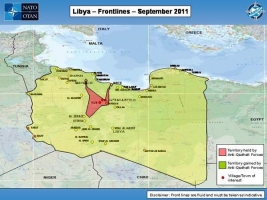 Map showing Libya Frontlines as of September 2011