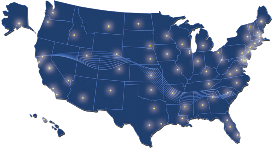 Image of united states map with markers of icac task force agencies