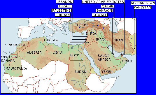 Drill down Map of Middle East - Middle East Maps