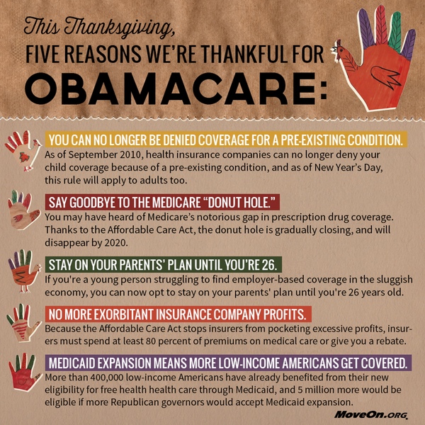 5 reasons to be thankful for Obamacare