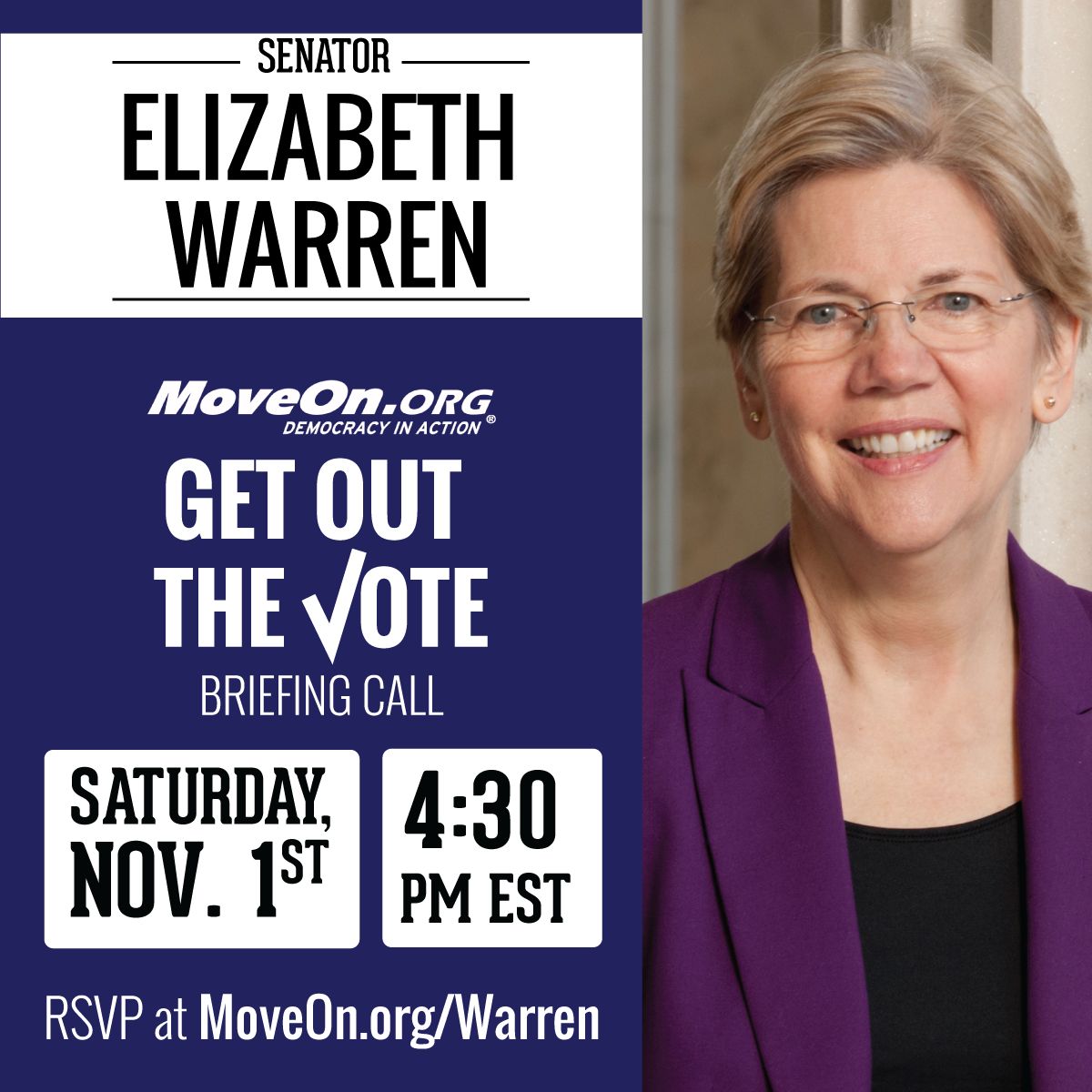 Click here to RSVP for GOTV call with Elizabeth Warren