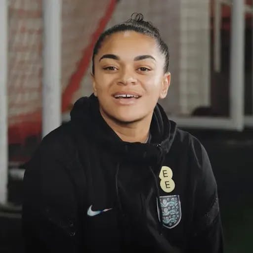 England Lioness footballer smiling