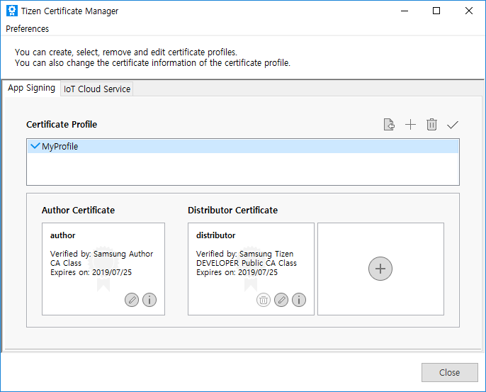 Tizen Certificate Manager