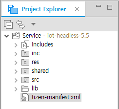 Application in the Project Explorer