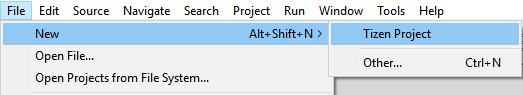 Creating a new Tizen Native project