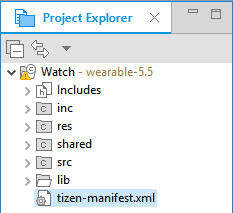 Application in the Project Explorer