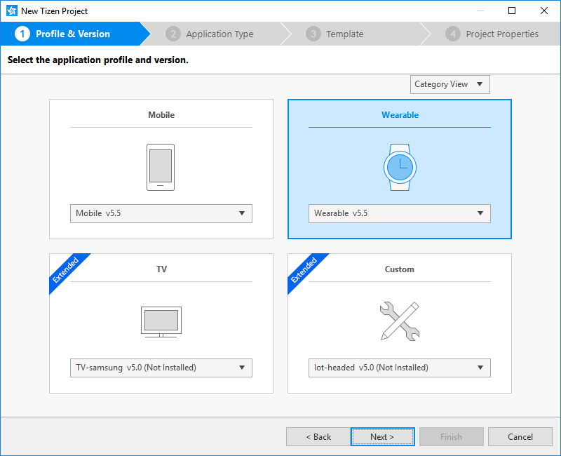 Selecting the profile and version