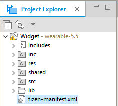 Application in the Project Explorer