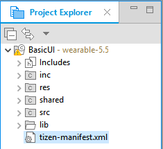 Application in the Project Explorer