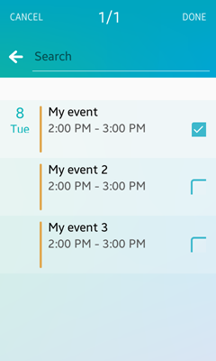 Selecting a calendar event