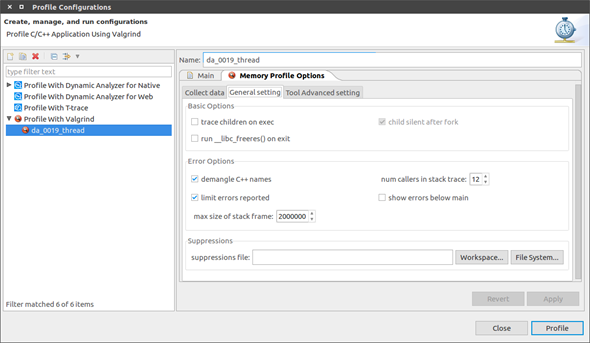 Memory error and memory leak data options