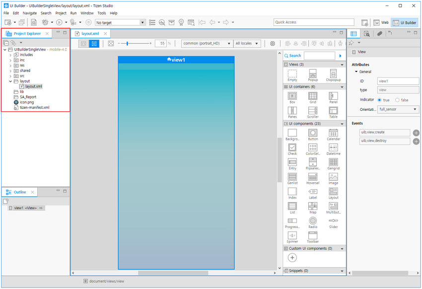 UI Builder views and default projectstructure