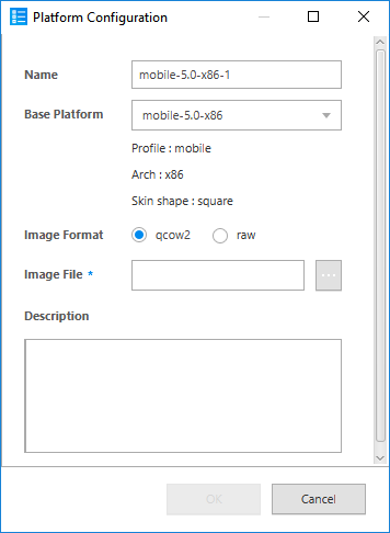 Platform Configuration dialog