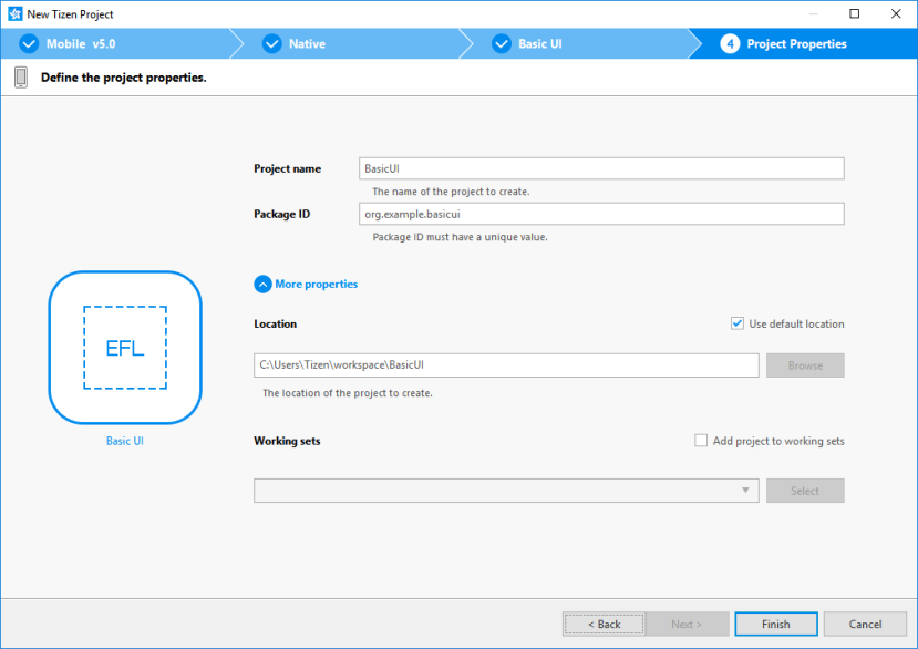 Setting project properties